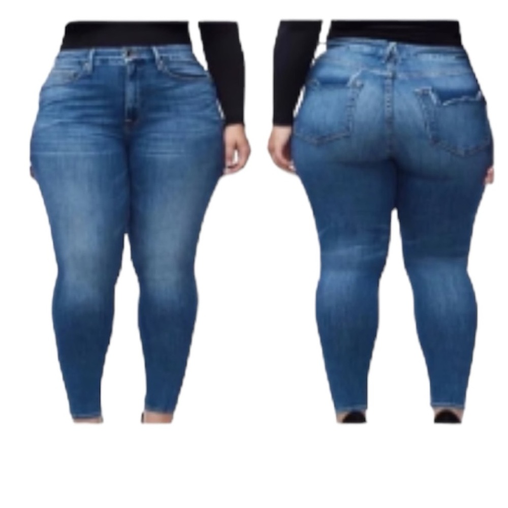 Good American Good Legs Ripped Pocket Jeans GLCCP899T Skinny Med Wash Size 24